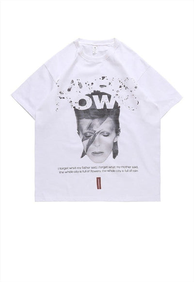 David Bowie t-shirt rock star tee grunge skater top in black