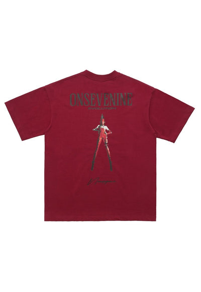 Cyberpunk t-shirt cyborg print tee retro grunge top in red