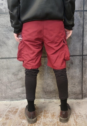Cargo pocket shorts beam Korean skater sports pants in red