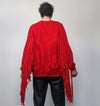 Cowboy sweatshirt tassels jumper Wild West top boho catwalk top going out long sleeve gothic sweat fancy dress sweater in red