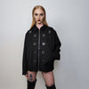 Utility jacket metal rings finish bomber grunge aviator gorpcore varsity zip up rocker coat in black