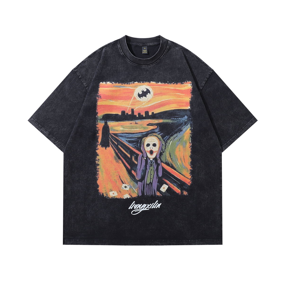 Joker cartoon t-shirt retro clown tee Y2k cartoon top in vintage grey