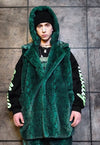 Python fleece coat handmade snake faux fur jacket in green