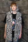 Zebra fleece coat handmade 2in1 stripe jacket in pastel pink