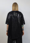 Black sequin t-shirt glitter top sparkle geometric jumper