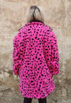 Leopard fleece coat handmade reversible animal trench coat