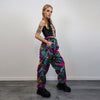 Leopard faux fur joggers winter raver pants fluffy animal print trousers skiing fleece overalls festival bottoms burning man pants pink blue