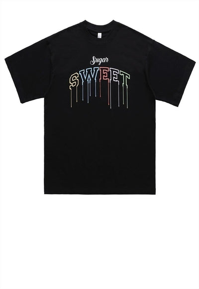 Sugar sweet t-shirt rainbow print tee retro slogan top white