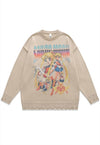 Sailor Moon sweater knitted distressed Anime jumper in black