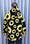 Sunflower fleece hoodie daisy print faux fur hooded jacket