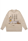 Cat sweater ripped jumper psychedelic knitted top in grey