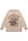 Money print sweater knitted distressed gangster jumper grey