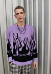 Flame knitted sweater purple fire box fit knitwear jumper