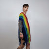 Rainbow mesh top Gay pride sweater rave poncho transparent