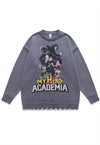 Academia sweater knitted distressed Anime print jumper black