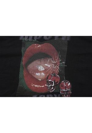 Lips print t-shirt grunge lipstick tee mouth top in pink