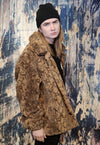 Snake fleece jacket fake fur python aviator bomber in brown