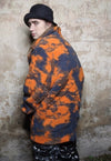 Camo fleece jacket handmade 2in1 abstract trench coat orange