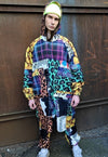 Tartan jacket handmade festival smile emoji windbreaker