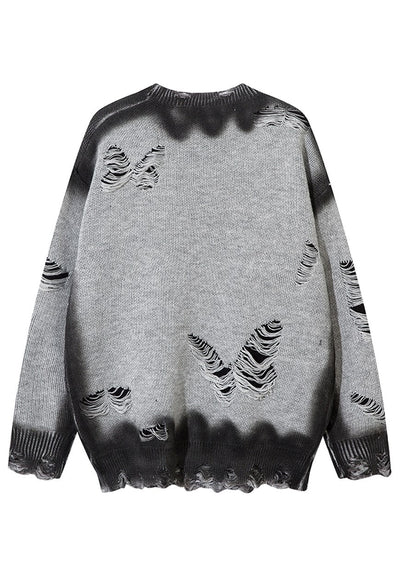 Graffiti sweater grey ripped punk y2k jumper butterfly top