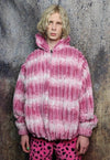 Tie-dye fleece jacket detachable gradient fluffy bomber pink