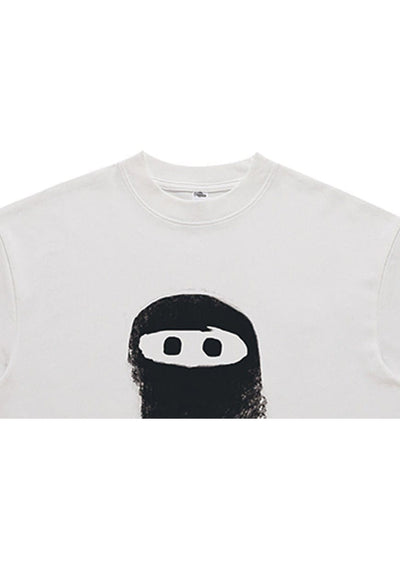 Balaclava t-shirt mask print tee grunge top in white