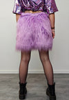 Shaggy fur shorts purple fuzzy cropped festival trousers