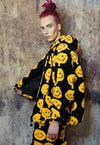 Emoji fleece jacket handmade detachable raver puffer black