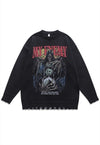 Creepy sweater skeleton knit distressed horror jumper grey