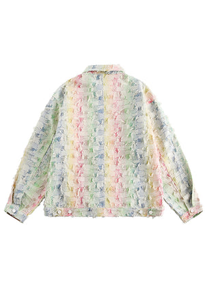 Rainbow denim jacket shredded pride bomber unicorn jean coat