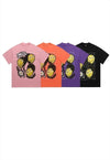 Emoji print t-shirt grunge tee retro raver smile top purple