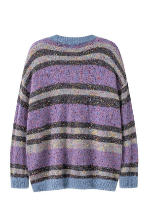 Fluffy cardigan fleece sweat stripe jumper zebra top purple