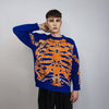 Skeleton sweater knitted bones jumper rib cage knitwear top grunge sweatshirt knit punk rocker pullover in cream red