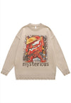 Robot sweater knit distressed jumper Transformer top grey