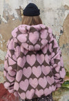 Heart fleece Bomber handmade detachable love jacket pink