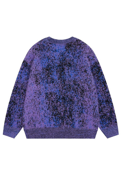 Abstract print sweater grey psychedelic fluffy rave jumper