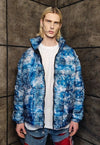 Tie-dye paisley bomber jacket detachable bandanna puffer