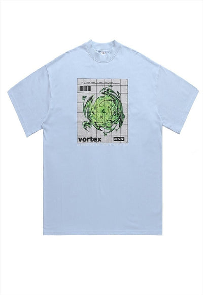 Vortex t-shirt science geek tee retro raver top pastel blue