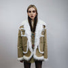 Luxury faux fur finish jacket contrast coat hiking style bomber short fluffy coat festival fleece overcoat gorpcore peacoat beige white