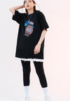 Retro watch t-shirt grunge tee butterfly top in black