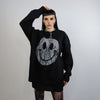 Emoji sweater smile print knitted jumper Gothic tassels top grunge long sleeve cartoon sweat in black