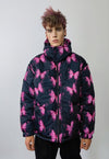 Reversible bomber butterfly jacket detachable puffer purple