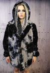 Tie-dye fleece coat handmade 2in1 gradient trench jacket