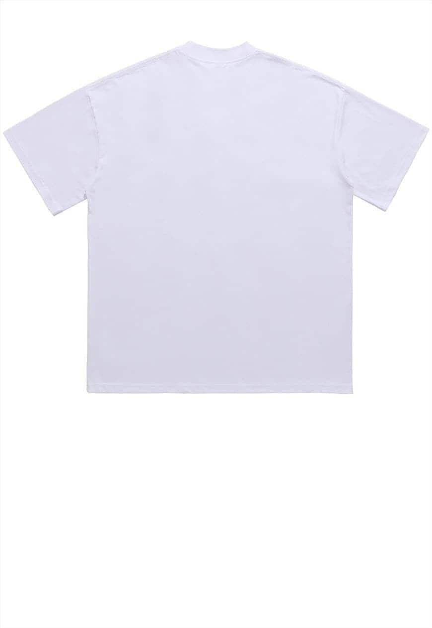 I-girl print t-shirt Y2K anime skater tee in black