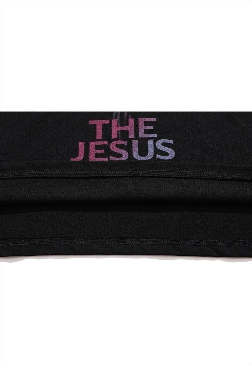 Jesus print t-shirt God graffiti retro tee Gothic top white