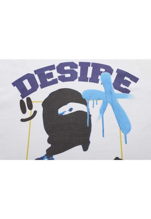 Desire slogan t-shirt balaclava print tee grunge top pink