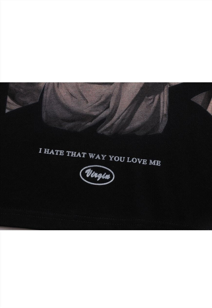 Statue print t-shirt punk Renaissance tee retro top in White