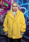 Chequerboard fleece jacket handmade 2 in 1 check coat yellow