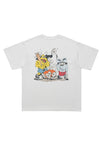 Funny cartoon t-shirt tee muscle tee retro grunge top white