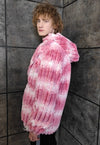 Tiedye fleece coat handmade 2in1 gradient trench jacket pink